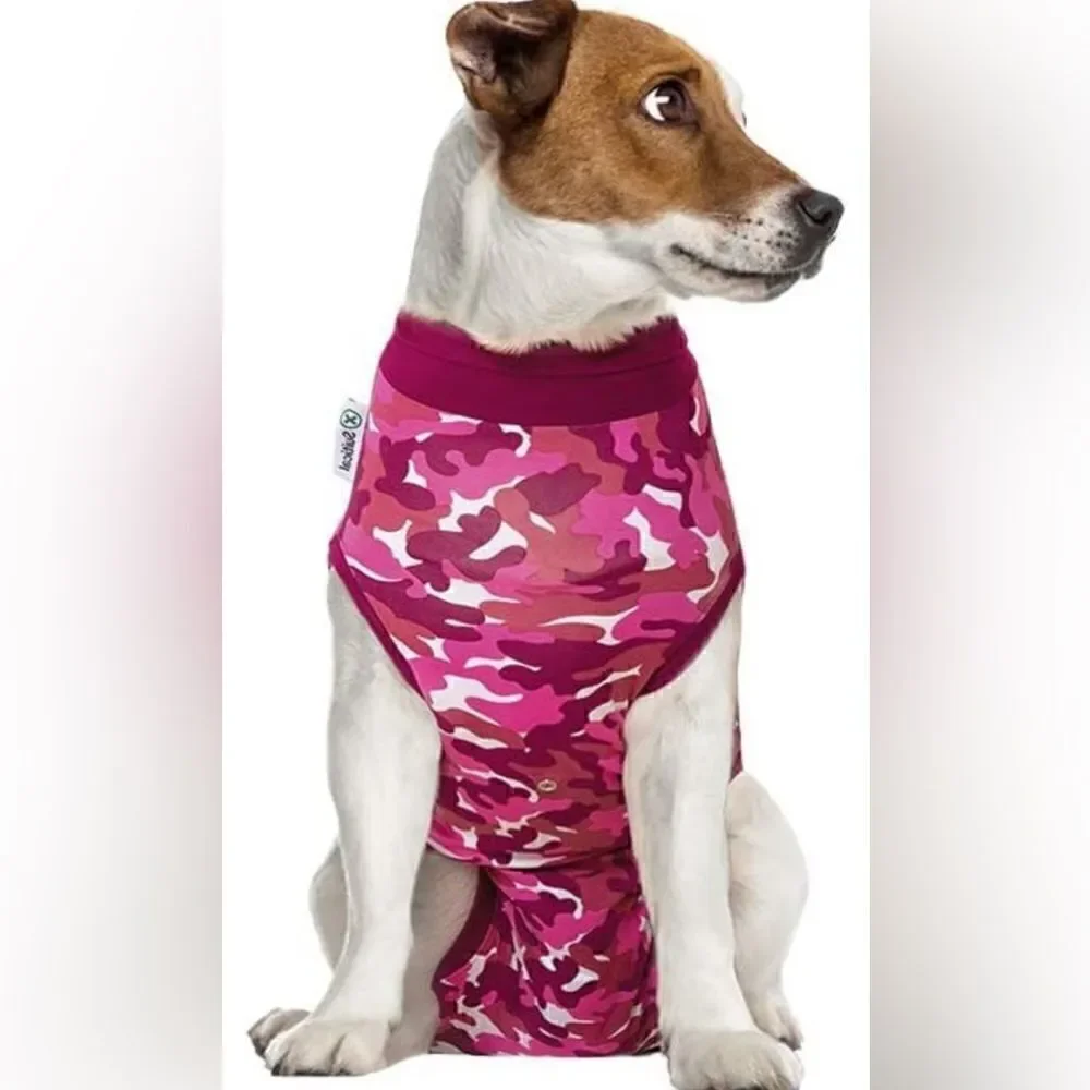 Suitical Dog Surgery Recovery Suit with Clip-Up System - pink camo